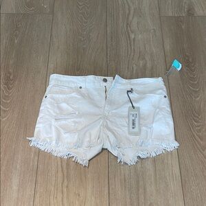 Just USA White Frayed Jean Shorts